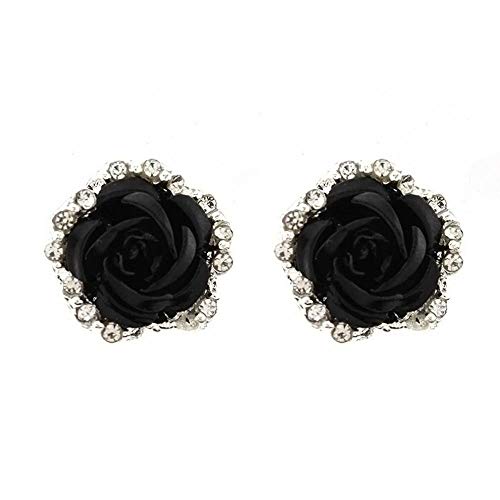 CN Mode Jingmei Kleine Schmuck Ohrringe Super Flash Diamond Rose Ohrringe Modetrend Ohrringe,Schwarz,1