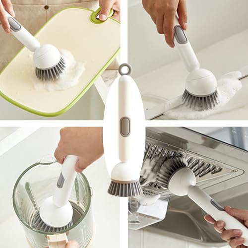Cepillo giratorio para platos y ollas recargable con mango largo 6