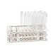 ULAB Scientific White Tube Rack and Plastic Test Tubes Set, Include 1pc of White Tube Rack, 60pcs of Plastic Party Test Tubes, Nature Color, UTR1015