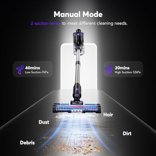 Image of Comvtu Cordless Vacuum Cleaner Rechargeable with 2600mAh Detachable Battery, Powerful Vacuums with 2 Adjustable Modes, Lightweight Portable Stick Vacuum for Home (Ink Purple)