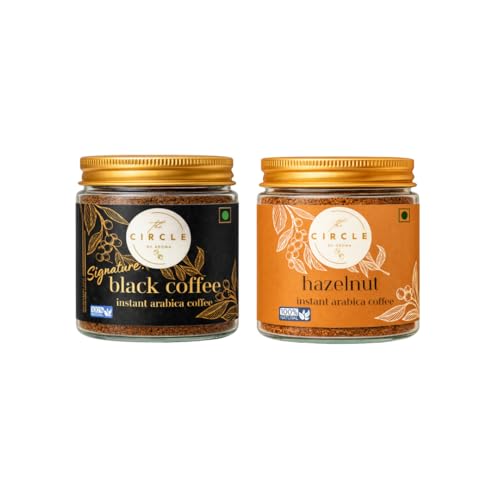 Image of TCOA Signature Combo of Instant Black Coffee & Hazelnut Coffee | Dark Roast | Rich Aroma (50 gram Each, Dark Roast)