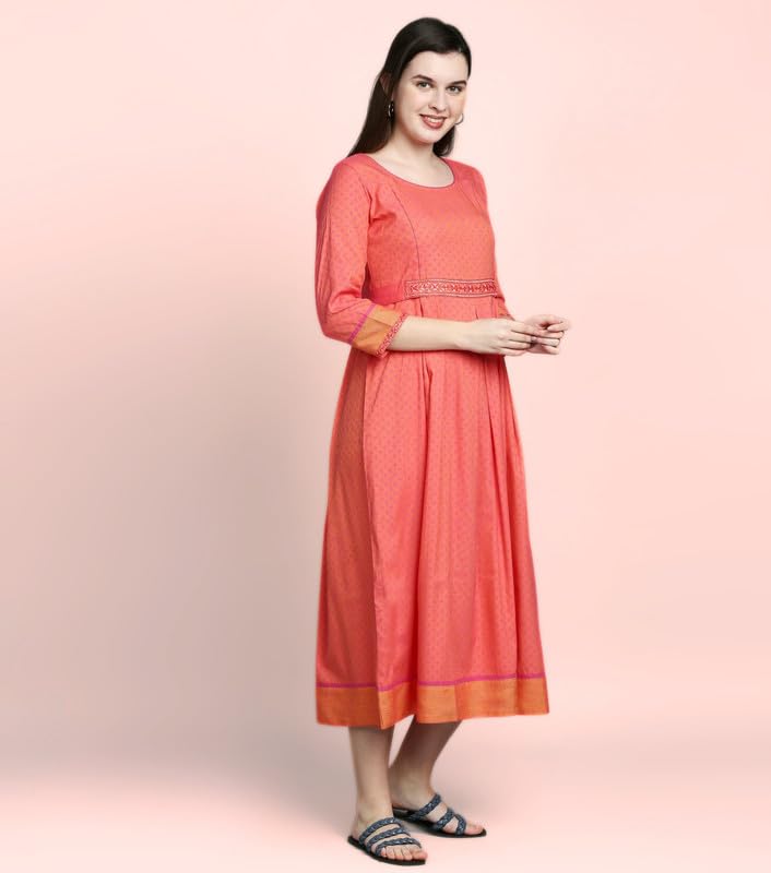 DUMMY SHAPE Maternity Gown for Women | Rayon Pregnancy Dress Kurta with Nursing Zippers for Pre & Post Partum | Feeding Kurtis offers donot miss
