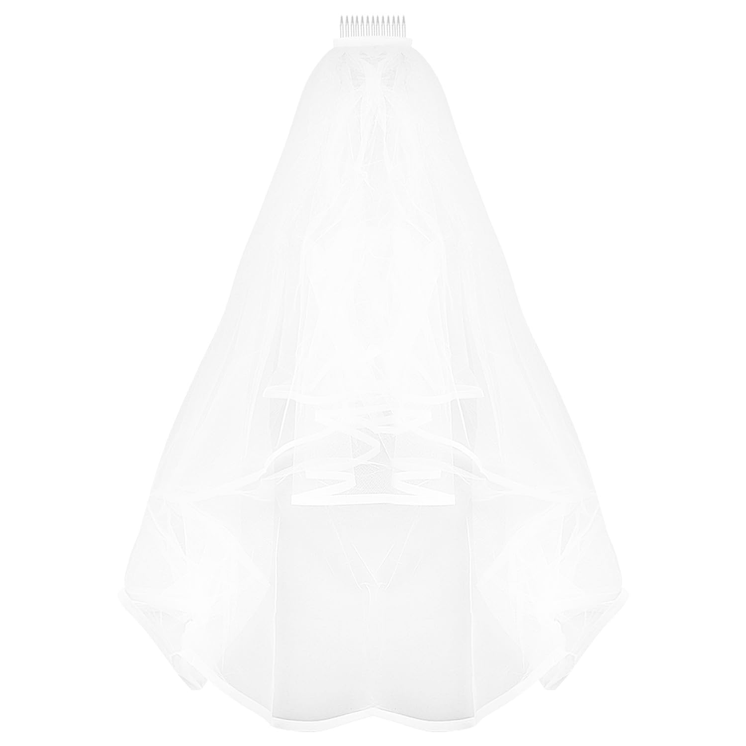 Vanyibro Velo de novia de boda con peine, tul de 2 niveles, elegante velo de tul de novia para despedida de soltera, despedida de soltera