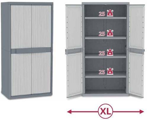 Terry, Jumbo 2900 UW, Schrank mit zwei Türen und 4 verstellbaren Einlegeböden, für innen und außen - 89,7x53,7x180 cm
