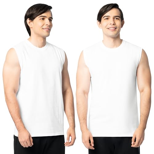 fruit of the loom men39s eversoft cotton sleeveless t shirts breathable amp moisture wicking with odor control sizes s-4x