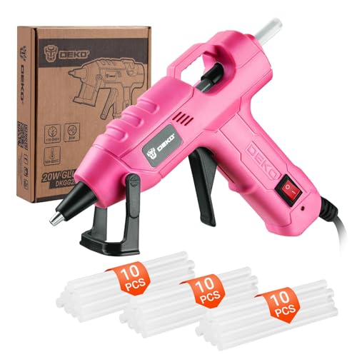 DEKOPRO 20W Pistola Silicona Caliente, Juego de Pistola de Silicona, Pistola Pegamento Caliente con 30 PCS Barras de Pegamento,7mm*100mm Barras,para DIY, Arte, Hogar, Rosa