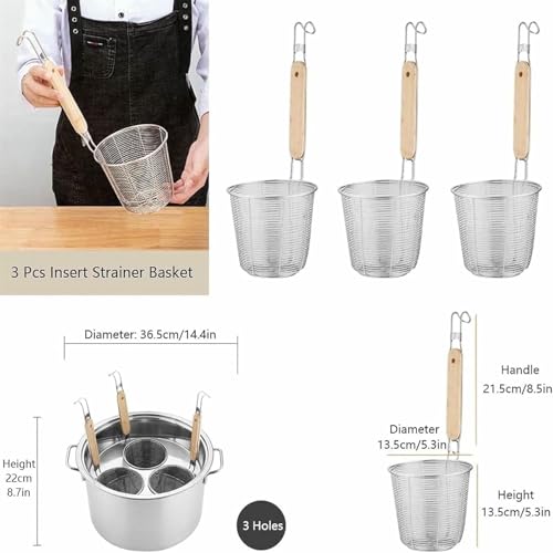 Olla de acero inoxidable para pasta con juego de insertos, divisor y colador para el hogar, cocina y restaurante