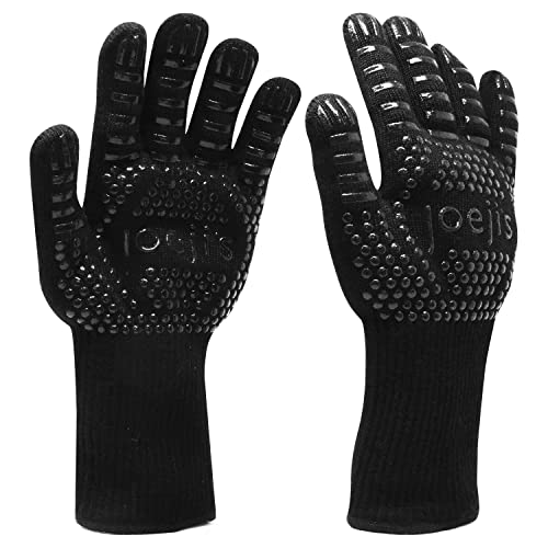 Guantes ignifugos Barbacoa Antideslizantes, Guantes para Horno de leña de algodón y poliéster, Guante Barbacoa Resistente hasta 800 °C, Guantes Chimenea leña, Guantes Barbacoa Altas temperaturas Cover