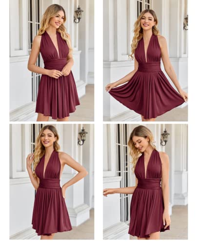 Image of Heysolo Women's Halter Deep V Neck Mini Dress Summer Backless Sleeveless Sexy Party Club Cocktail Dresses