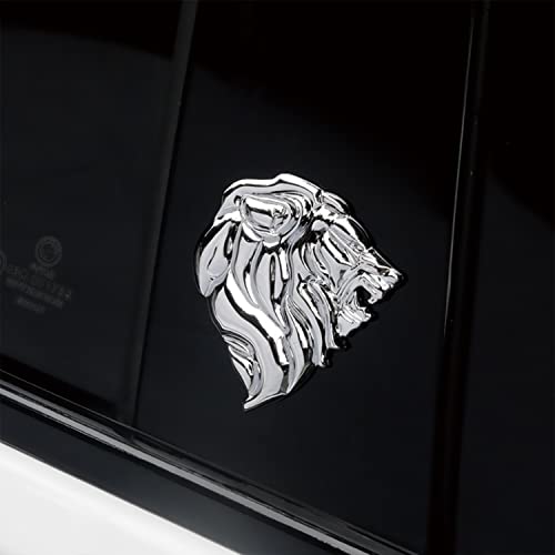 Lion Head 2Pack Metal Car Emblem,Auto Emblem,3D Animal Decoration Metal Car Sticker- Rear Car Tail Decoration Sticker (Silver) #TOP1