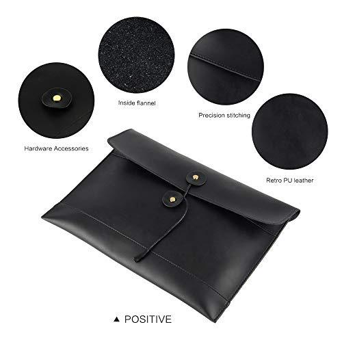 Image of men woman pu leather multifunction office documents bags A4 paper file pouch envelope bag conference, Black, 13.8 inch(L)x9.8 inch(H) x 0.2 inch(W)