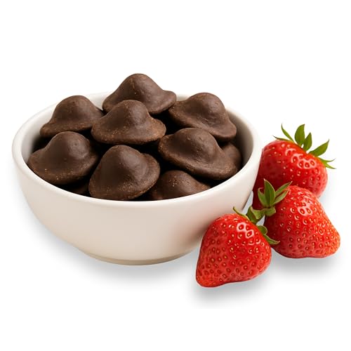 Dark Chocolate Covered Whole Strawberries, 7 Oz Bag, Made With Real Fruit, Kosher, Non GMO, No Added Color, Soft Chewy Center, Valentine’s Day Gift