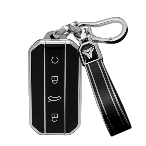 KUNIO For Chery Full Protection Key Fob Cover Fit for Chery Omoda Jaecoo J7 7 J5 5 2025 2026 Keychain TPU Key Holder Accessories 4 Button B Black