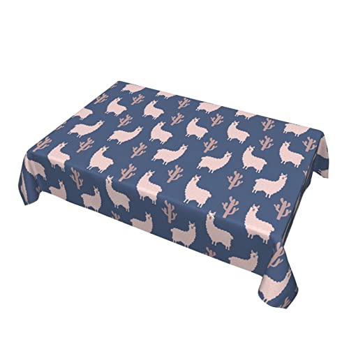 Alpaca Table Cloth Waterproof Rectangle Tablecloth Washable Party Table Cover 54X 72 Inch For Celebration Holiday Camping Picnic Blue #TOP4