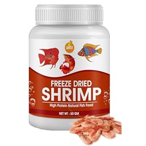 BOLTZ Freeze Dried Shrimp 50gm, Food for Discuss, Arowana, Cichlid, Flowerhorn, Oscar Red Parrot & Other Carnivorous Fish, Natural Food for Freshwater and Marine Fish for All Life Stages (Pack of 1)