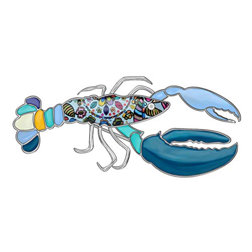 Image of DOWAY Colorful Lobster Brooch Lapel Pin for Women Girls Gifts Enamel Scarf Clothes Jewelry
