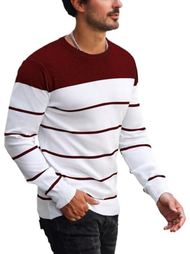 men's pullover sweaters Striped Long Sleeve Sweater