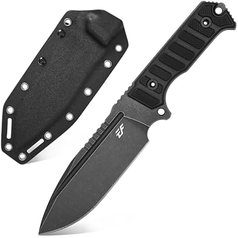 Eafengrow EF135 Fixed Blade Knife DC53 Steel Blade G10 Handle Full Tang Heavy Duty EDC Straight Knifes for Field Working Camping Survival Bushcraft(Black) Cover