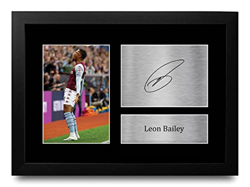 Cadre photo Leon Bailey Aston Villa autographe imprimé premium A4