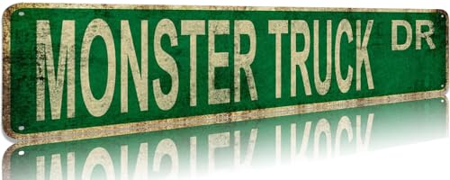 Eiojdriil Monster Truck Dr Aluminium Metal Sign Funny Vintage Slim Street Signs 16 x 4 Inch Wall Art Decor for Home Farmhouse Bar Cafe Garage Rustic Gifts