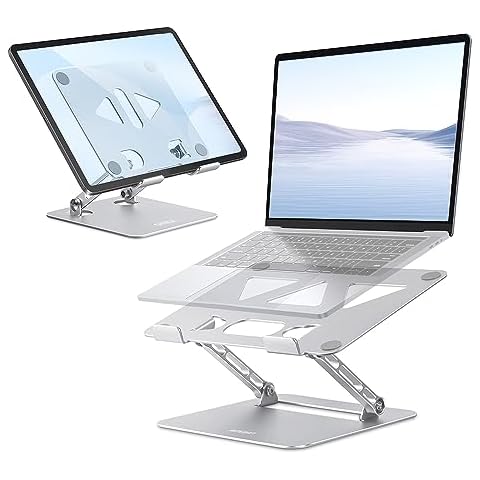 Aoviho Adjustable Tablet Stand Bundle with Laptop Stand for Desk Silver Cover