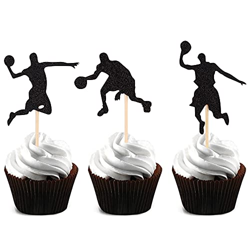 Yecehapy 25Pcs Basketball Player Cupcake Toppers Black Glitter Cupcake Decoration Nba Star Cake Toppers For Sport Theme Birthday Party Decorations Supplies, Dgc-2021-23 #TOP2