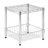 Honey-Can-Do Chrome Wire Table w/Basket SHF-01503 Chrome