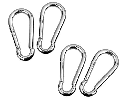 Image of SKMT snap Hook Lock, snap Hook for Rope, Stainless Steel Spring Snap Hook Carabiner (Silver), Outdoor Sports Carabiner snap Spring Clips Hook (6MM Pack of 4)