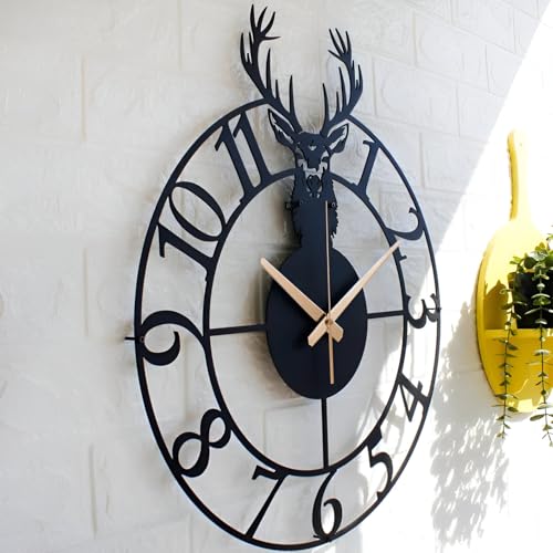 Image of Auromin Modern Wall Clock for Living Room Stylish Metal Wallclock for Bedroom & Hall, Kitchen, Office, Antique & Modern Big Size Clock | Premium Home Decor & Interior Watch