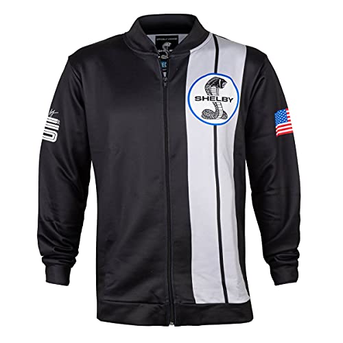 Shelby American Black Two Stripe Track Jacket | Performance, Quick Dry, Moisture Wicking Fabric | Officially Licensed