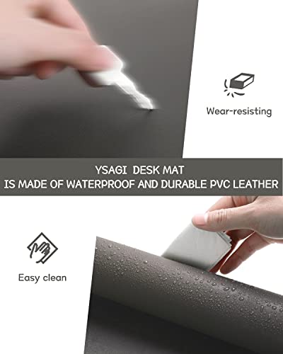 Image of YSAGi Non-Slip Leather Desk Pad, Waterproof Laptop Computer Desk Keyboard Mat, Table Protector Blotter Mat, Large Mouse Pad for Office /Work /Home /Decor(Dark Gray, 31.5 inch x 15.7 inch)