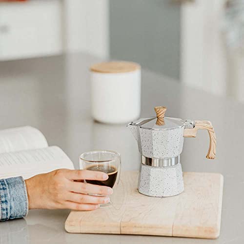 Image of GROSCHE Milano Moka pot, Stovetop Espresso maker, Greca Coffee Maker, Stovetop coffee maker and espresso maker percolator (Grey, 6 cup)