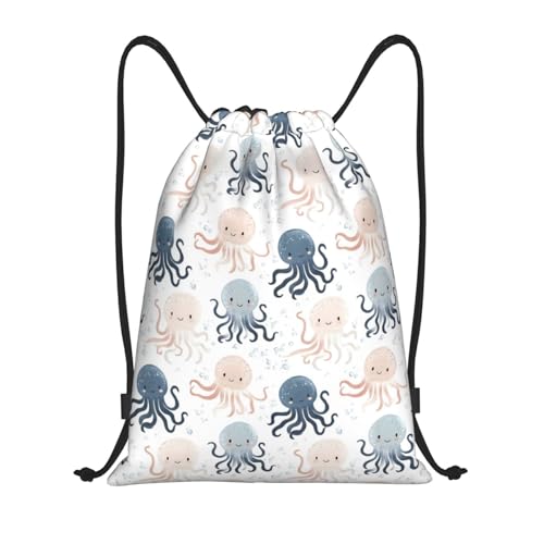 Drawstring Backpack - Cartoon Cute Octopus Print Small Drawstring Gym Bag for Women Men, Sports Cinch String Bag Backpack for Travel Swimming Beach