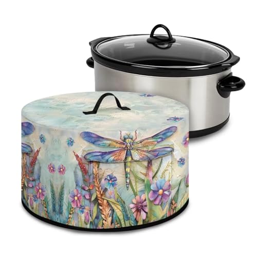 Fuojuvelie Dragonfly Slow Cooker Cover Oval Dust Free Cover Fits for Most 6-8 Quart Oval Slow Cooker Keep Your Kitchen Clean