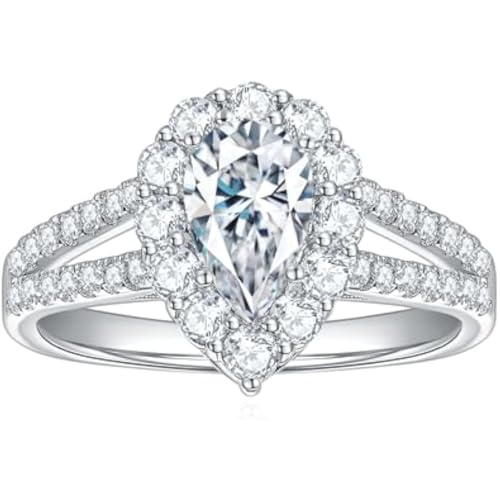 14K Gold Pear-Shaped 1 Carat 5x8mm Diamond Engagement Ring | Excellent Cut, D-color, VVS1 Clarity | Promise or Wedding Band