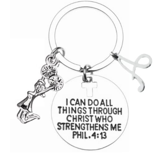 Infinity Collection - Personalized Cheer Charm Keychain - Christian Faith Keychain with 'I Can Do All Things' Scripture, Cheerleading Unique Gift - Main Image