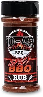 10-42 Spicy BBQ Rub Seasoning (NO MSG, Low Sodium) - All natural, Hot BBQ Rub | Meat Grilling Spicy Dry Rub | Steak and Beef Seasoning | Prime Rib, Spare Ribs, Butt, Brisket, Pulled Pork, Chicken, Turkey Rub| 5.5 oz
