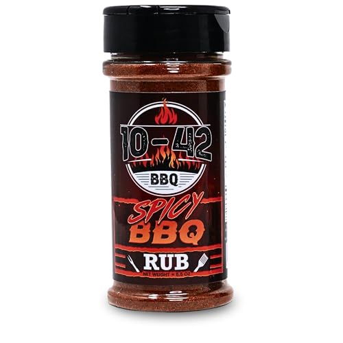 10-42 Spicy BBQ Rub Seasoning (NO MSG, Low Sodium) - All natural, Hot BBQ Rub | Meat Grilling Spicy Dry Rub | Steak and Beef Seasoning | Prime Rib, Spare Ribs, Butt, Brisket, Pulled Pork, Chicken, Turkey Rub| 5.5 oz