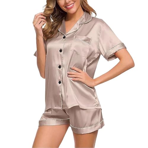 Ensemble pyjama satiné pour femmes tenue de nuit confortable avec short ample et haut