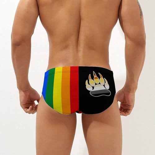 Gay LGBT Bear Flag Mens Swim Briefs Swimwear Bikini Underwear Sexy Low Rise Trunks Swimsuit Bathing Suit Beach2
