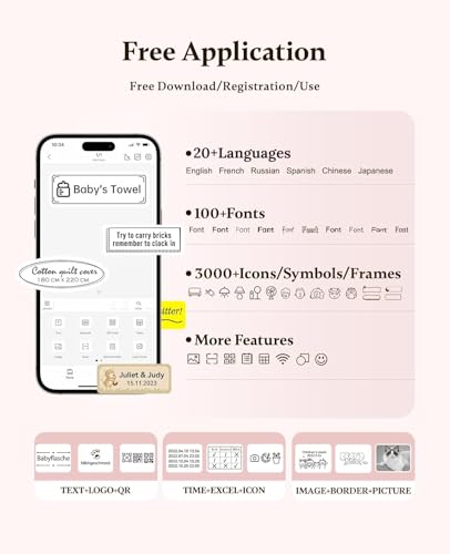 Image of NIIMBOT D11 New Version Label Maker Machine with Tape,300DPI Bluetooth Label Printer, Portable Thermal Printer,Sticker Maker for Organizing Home Office School,Pink