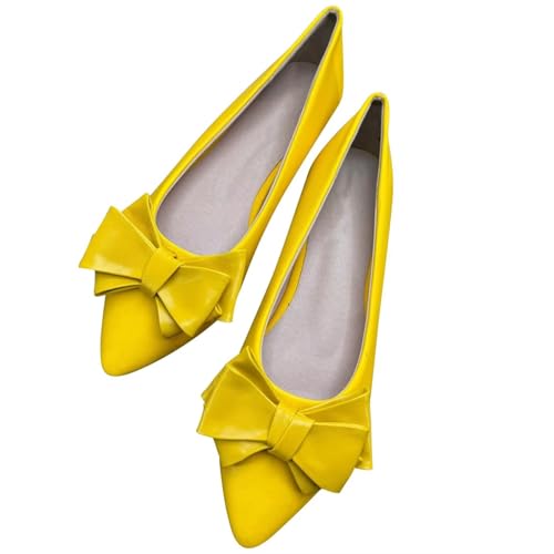 Image of TN TANGNEST Flats Shoes Women Comfort Casual Loafers | Classic Pointed Toe Bowknot Flats Cute Slip On Flats, Wear to Work Travel Walk