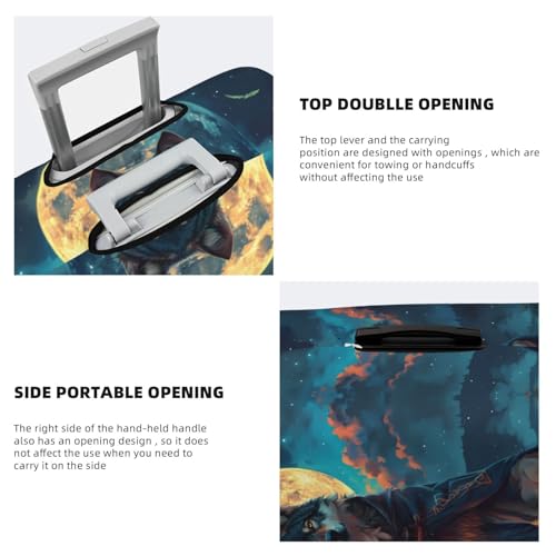 VOSERY Travel Luggage Cover - Starry Sky Moon Wolf Leader Washable Suitcase Covers Protector Fits 18-32 Inch Luggage3