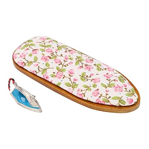 Toy Ironing Board and Iron, Dollhouse Miniature Iron 1:12 Scale Durable Fine Craft Real Design for 1:12 Dollhouse Miniature Cover