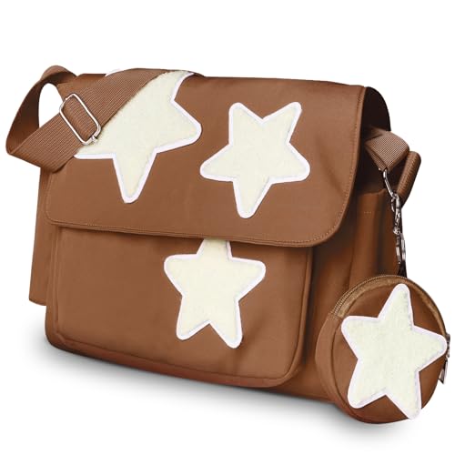 Image of Y2K Messenger Bag for Women, Lightweight Spacious Stars Tote Purse with Cute Coin Purse, Crossbody Shoulder Bag