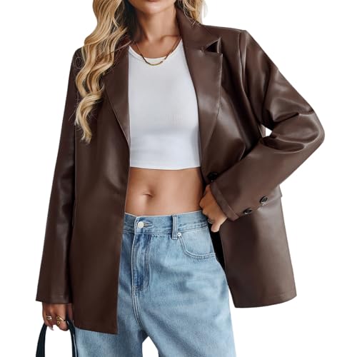 KateModa Women's Faux Leather Blazer