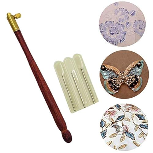 Finetoknow Tambour Hook with 3 Needles 70 100 120 Embroidery Beading Crochet Tools Kit