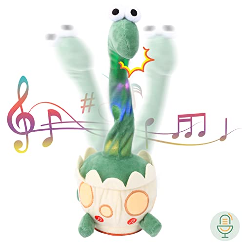Easfan Dancing Talking Dinosaur Plush Repeat What You Say Wriggle Singing Recording Electric Interactive Toy Funny Mimicking Speaking Creative Toy Birthday Gift For Kids Green,14” #TOP6