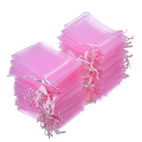 SZTUCCE 100pcs Bijoux Sacs Emballage Sacs Organza Rose dessinable 7x9 9x12 10x15 13x18 17x23cm Sacs-Cadeaux Sachet Organza Décor de Mariage Petits Sacs en Papier Sacs de Nourriture Cover