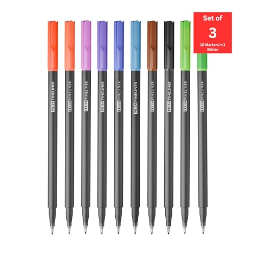 Image of Linc Fineliner Marker Pens, 0.4 mm (Multicolor, Pack of 30)